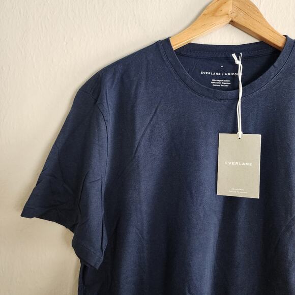 NEW Everlane Uniform Men The Organic Cotton Crew Navy Blue Short Sleeve T-Shirt - Picture 4 of 8